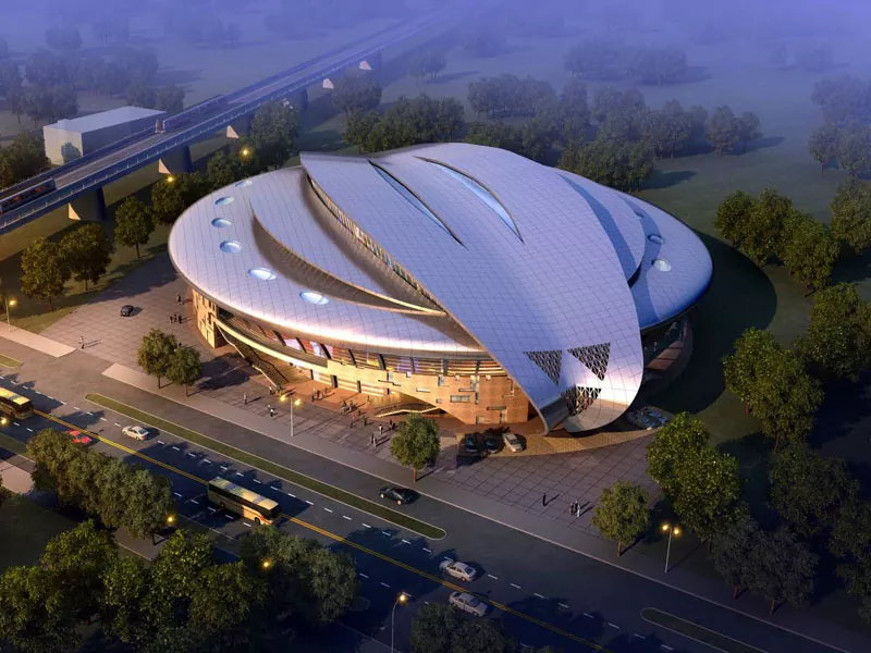 Prefab estadioaren eraikuntza altzairuzko egiturarekin